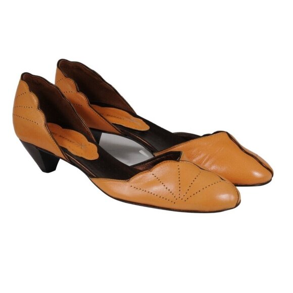 Isabel Marant Womens Kitten Heel Mule US 7 EU 37 Orange Leather Pumps Round Toe - Picture 1 of 10